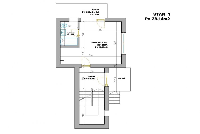 STAN 28m2 DIMENZIJE