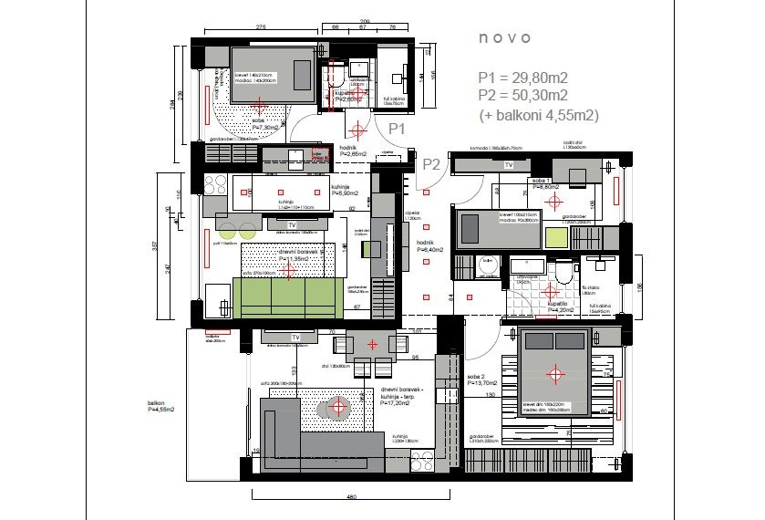 Tlocrt Višnjik 83m2